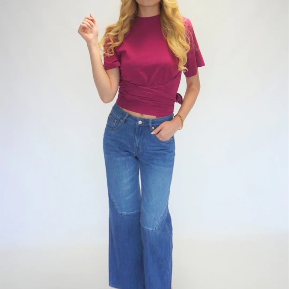 NWT Tie-Front Organic Cotton T-shirt - Picture 6 of 6